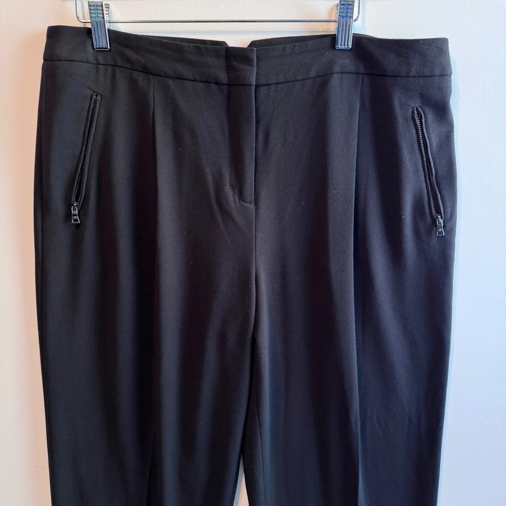 BCBGMaxAzria Drake High Rise Pleated Trousers Black Sz Large Corpcore MobWife